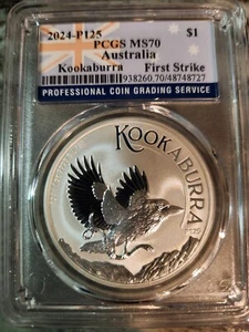 2024 Australia 1oz Silver Kookaburra PCGS MS70 First Strike - Flag Label - Picture 1 of 1