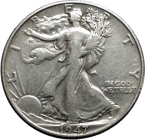 1947 WALKING LIBERTY Half Dollar Bald Eagle United States Silver Coin i44693 - Picture 1 of 3