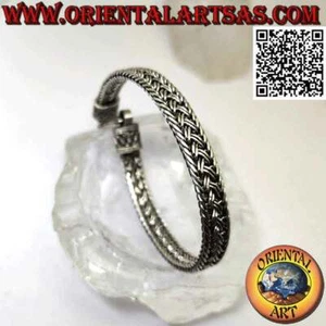 Bracciale in argento 925‰ doppia treccia piatta con serpentina sui ganci (23) - Imagen 1 de 8