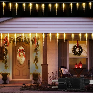 LED Eiszapfen Lichterkette Außen Warmweiß LED Eiszapfenleuchten 10m Weihnachten - Bild 1 von 6