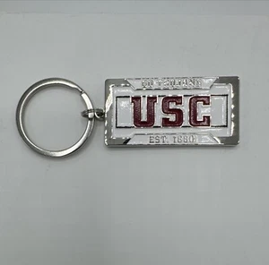 USC Trojans White And Cardinal License Plate Keychain - Picture 1 of 2