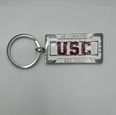 USC Trojans White And Cardinal License Plate Keychain - Image 1 of 2