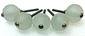 5er Set Vintage Crackle Glas Vitrinenknöpfe Schubladengriffe - rund mattiert Stil - Bild 1 von 5