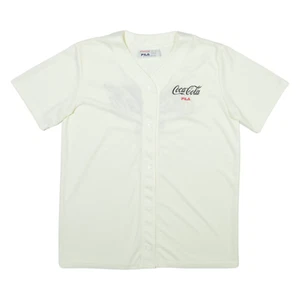 FILA Coca Cola Popper Button Mens Plain Shirt Cream S - Picture 1 of 6