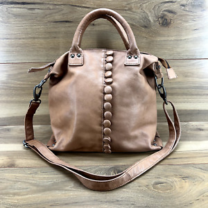 Latico Leather Button Tote Zip Convertible Tan Soft Leather