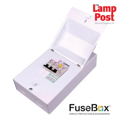 Fusebox F100GRA 2 Way Metal Garage Consumer Unit & 2 MCBs 63A RCD 18th Edition - Image 1 of 2