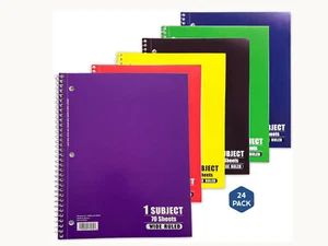 Lot of 24 College Ruled Spiral Notebooks, 70 Sheets, Mixed Colors, USA Made - Picture 1 of 5