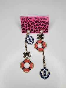 Neu mit Etikett Betsey Johnson Ohrringe maritim Anker Rettungsring - Bild 1 von 5