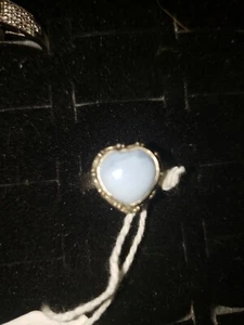 Natural Blue Owyhee Opal Heart 925 sterling silver Ring - Picture 1 of 6
