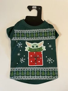 Nueva Camiseta Star Wars Navidad Mandalorian M Mascota Perro Verde - Imagen 1 de 5