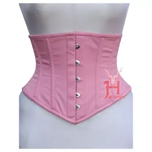 Corsetto Rosa Cotone Top Acciaio Ossato Vita Allenatore Body Shaper - Foto 1 di 6