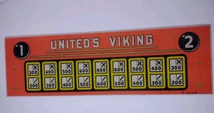 Tarjeta de puntuación de bolos vintage United's Viking Shuffle Alley Backboard C1 - Imagen 1 de 15