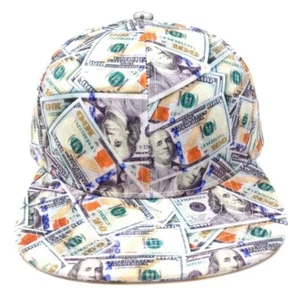 CASH MONEY NEW HUNDREDS $100 DOLLAR BILLS BENJAMINS FLAT BILL SNAPBACK HAT CAP - Picture 1 of 4