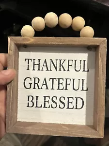 🖼️ Agradecido 🙏 Letrero rústico bendito agradecido estante niñera decoración del hogar exhibición 🆕 - Imagen 1 de 2