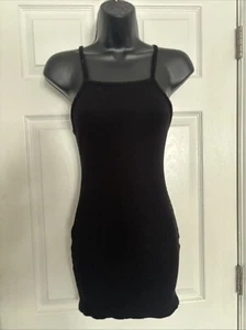Bershka Black Ribbed Mini Bodycon Dress Size XS - Picture 1 of 4