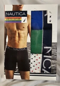 Nautica 3 Stretch Cotton Boxer Briefs XL Polka Dot Solid Green Blue LTD ED Pride - Picture 1 of 5