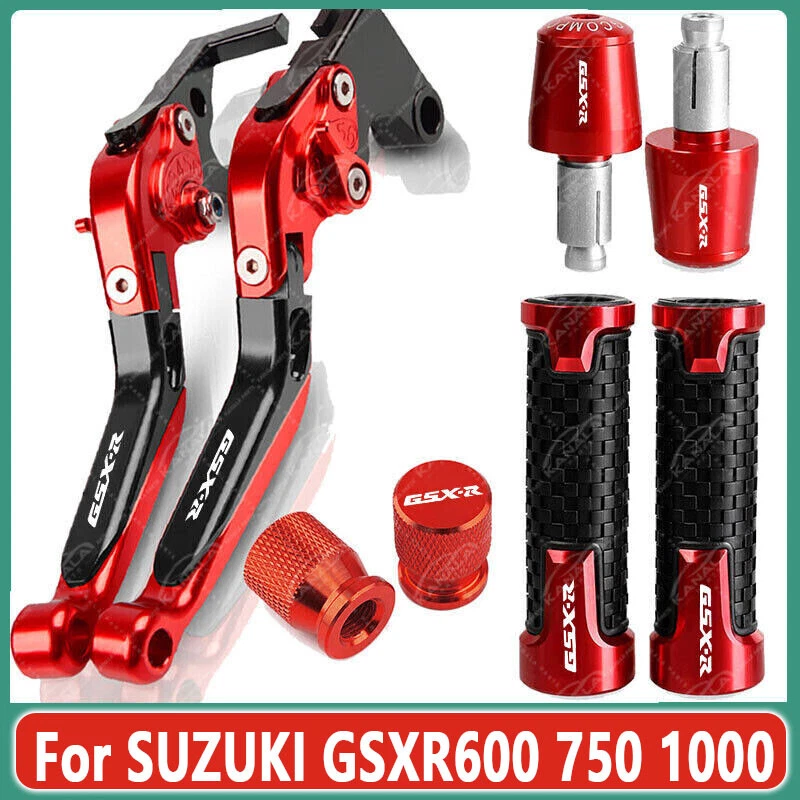 New For SUZUKI GSXR600 750 1000 Red CNC Brake Clutch Levers Handle Grips Cap - Image 1 of 1
