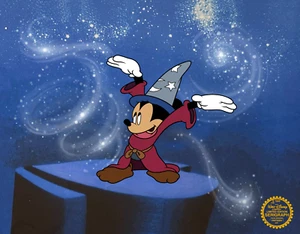 Disney MICKEY MOUSE SORCERER FANTASIA Sericel Animation Art Cel 11" x 14" - Picture 1 of 5
