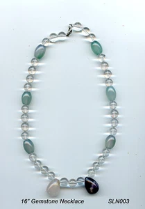 Mixed gemstone necklace with gemstone drops 16" long sln003 - Picture 1 of 1