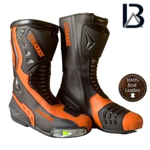 Motorcycle racing boots for men Motorbike shoes motorcycle boots Leather Boots - Foto 1 di 7