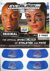VIER (EINE PACKUNG) BOISE STATE BRONCOS TEMPORÄRE BLAUE AUGENSCHWARZE MIT SCHULLOGO - Bild 1 von 2