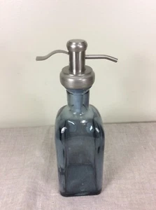 16 Oz Grey Gray Glass Soap Pump Dispenser Bronze Square Silver Shampoo Mouthwash - Picture 1 of 7