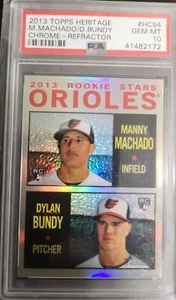 PSA 10 #'ed/564 MANNY MACHADO RC 2013 Topps Heritage cromo refractor gema como nuevo - Imagen 1 de 2