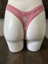 Rare Vintage Victoria Secret Signature Waist Band Low Rise Thong With Print Med