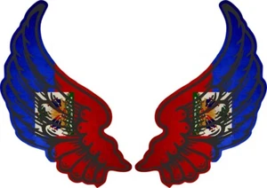 Sticker Wings Biker Flag Country Rh Haiti - Picture 1 of 1