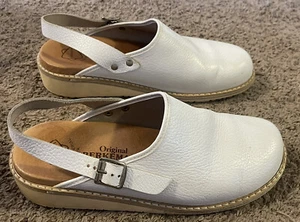 Berkemann White Leather Clogs Heel Strap, Size 43 US 10 A.N - Picture 1 of 4