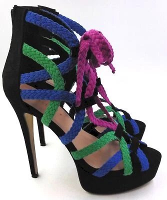 Zapatos de tacón de aguja con cremallera de gamuza negra Shoedazzle para mujer y mujer talla 7,5 Foto 1 de 4