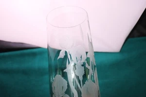 Doyle Flower Vase Cut Crystal Iris Floral Signed 10 3/4 " Tall - Picture 1 of 5