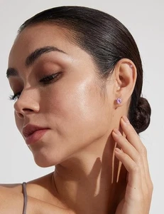 6 Pairs Stud Earring  Clear Cubic Zirconia 316L Stainless Steel 3-8mm Pink - Picture 1 of 5