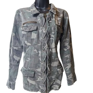 BKE Camo Utility Jacket Womens Large Military Style Zip Up Field Coat Sweatshirt - Picture 1 of 17