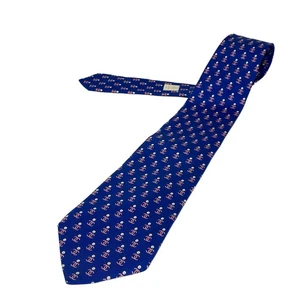 Auth CHANEL - Navy Pink Cream Men's Tie - Picture 1 of 7