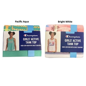 Champion Girl's Everyday Active Graphic Tank Top with High-Low Hem - Picture 1 of 1