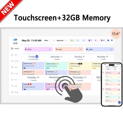 Digital Calendar/Wall Planner Touchscreen Multi-Child Homes 1080p IPS 15 inch - Image 1 of 4