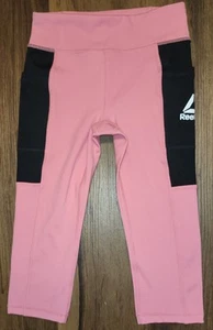 NWOT Little Girls Sz 6/6X Reebok Swift Pink & Black Colorblock Capri Leggings - Picture 1 of 4