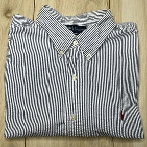 Polo Ralph Lauren Para Hombres Seersucker Camisa a Rayas Logo Poni Calce Clásico Talla XXL - Imagen 1 de 9