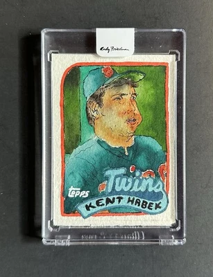 1989 年 Topps Kent Hrbek 原创艺术水彩画 1/1 安迪·弗里德曼签名 — 第 1/3 张图片