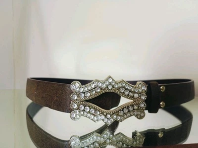 Cinturón Morgan De Toi YK2 Bling estrás pequeño mediano hebilla cristal marrón Foto 1 de 4