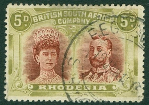 SG 143 Rhodesien 1910-13. 5d seebraun & oliv. Sehr schöne gebrauchte CAT 80£ - Bild 1 von 1