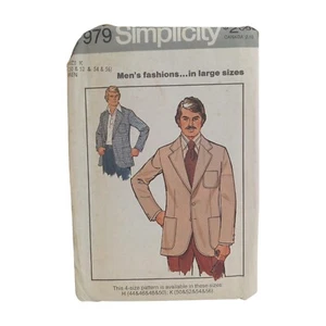 Simplicity 7979 Men's Unlined Blazer Size 50-52-54-56 Uncut 1970s - Picture 1 of 5