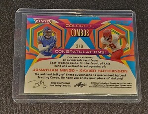 2023 Leaf Vivid Jonathan Mingo  / Xavier Hutchinson Dual Auto Colorful Combos