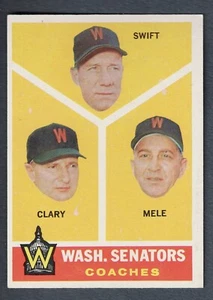 1960 Topps Baseball #470 Washington Senators Coaches Clary-Sam Mele-Bob Swift - Bild 1 von 2