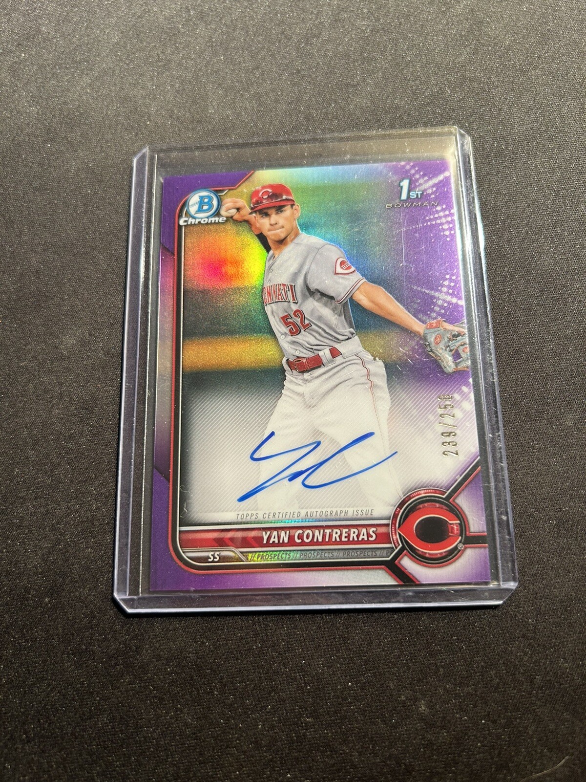 2022 Bowman Chrome Prospect Purple Refractor #CPA-YC Yan Contreras Auto /250