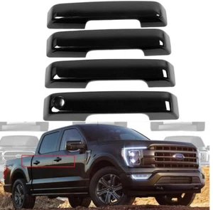For 2021 2022 2023 2024 Ford F150 Gloss Black Door Handle Covers F-150 (W/O SMK) - Picture 1 of 4