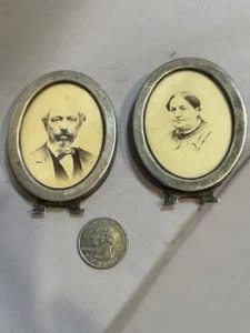 Paar antike Sterling 925 Bilderrahmen mit frühen Bildern - Bild 1 von 3