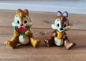 VGUC Vintage Disney Chip & Dale PVC figure set of 2~Eating~Watermelon~Pumpkin - Picture 1 of 2