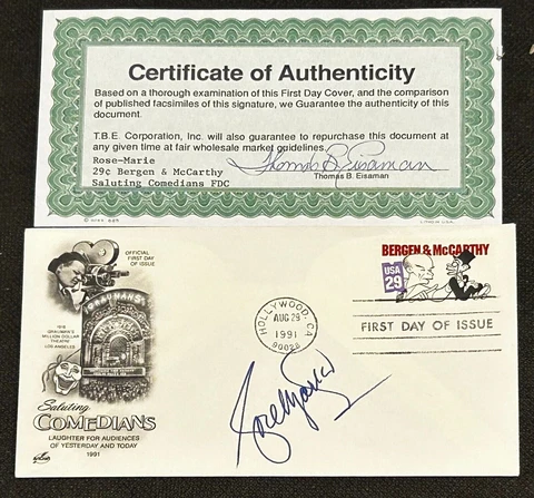1991 Rose Marie From Mary Tyler Moore Show FDC envelope Signed with COA Cover